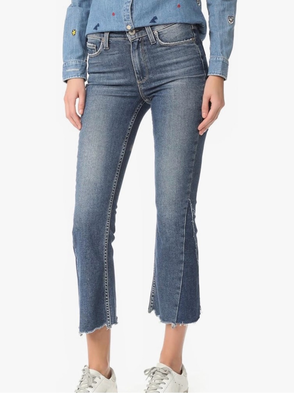 PAIGE Pieced Colette Jeans-Kenya Distressed Size 29 High Rise Medium Wash